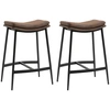 Image de HOMCOM Lot de 2 tabourets de bar chaises de bar avec repose-pieds acier style industriel assise incurvée 48,5 x 38,5 x 68,5 cm marron noir
