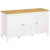 Image de HOMCOM Buffet meuble de rangement avec 3 portes 2 étagères réglables plateau aspect bois clair 120 x 40 x 70 cm blanc