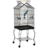Image de PawHut Cage à oiseaux sur pied avec 2 mangeoires perchoirs plateau amovible poignée et roulettes 50 x 58 x 137/145 cm noir