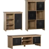 Image de HOMCOM Ensemble Buffet Bibliothèque et Meuble TV Industriel 2 Passe-Fils Multi-rangement Aspect Bois veinage Portes métal Noir