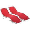 Image de Outsunny Bain de Soleil transat Pliable Dossier réglable Multipositions métal et Polyester Rouge
