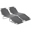 Image de Outsunny Bain de Soleil transat Pliable Dossier réglable Multipositions métal et Polyester Gris