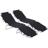 Image de Outsunny Bain de Soleil transat Pliable Dossier réglable Multipositions métal et Polyester Noir