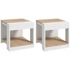 Image de HOMCOM Duo Tables d'Appoint Épurées Blanc et Naturel pour Salon Élégant Aosom France