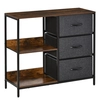 Image de HOMCOM Commode meuble de rangement avec 3 tiroirs en tissu amovibles, 2 étagères et 1 grand plateau 80 x 29 x 71 cm marron