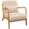 Image de HOMCOM Fauteuil lounge - 3 coussins inclus - assise profonde - accoudoirs - structure bois hévéa - aspect velours beige
