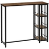 Image de HOMCOM Table de bar table haute de cuisine mange-debout avec étagères 120 x 40 x 105 cm piètement acier noir