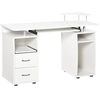 Image de HOMCOM Bureau informatique multimédia multi-rangements 120L x 55l x 85H cm en bois blanc