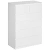 Image de HOMCOM Commode 6 tiroirs meuble de rangement sans poignées design minimaliste 80 x 39 x 115 cm blanc