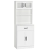 Image de HOMCOM Buffet Haut Armoire 2 Portes Vitrées Tiroir Placard Double 60x38x161cm Blanc Aosom France