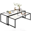 Image de HOMCOM Lot de 2 tables basses gigognes tables de salon rectangulaires design en acier noir et plateaux en verre trempé