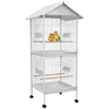Image de PawHut Volière cage à oiseaux sur roulettes design maison mangeoires perchoirs portes plateaux excréments amovibles métal