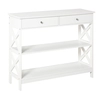 Image de HOMCOM Table de console meuble console table d'entrée style néo-rétro 2 tiroirs 2 étagères dim. 100L x 30.5l x 80H cm en bois Blanc