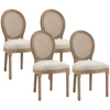 Image de HOMCOM Lot de 4 chaises de Salle à Manger - Chaise de Salon médaillon Style Louis XVI - Bois Massif sculpté, patiné