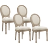Image de HOMCOM Lot de 4 chaises de Salle à Manger - Chaise de Salon médaillon Style Louis XVI - Bois Massif sculpté, patiné