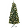 Image de HOMCOM Sapin de Noël artificiel lumineux 703 branches 250 LED 30 pommes de pin support pied pliable hauteur 180 cm Ø 80 vert