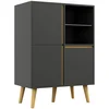Image de HOMCOM Meuble de Rangement Gris Foncé Design Épuré Étagères Ajustables Pieds Bois Massif 70x40x96,1cm Aosom France