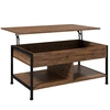 Image de HOMCOM Table basse relevable table de salon compartiment caché 2 étagères inférieures 100 x 80 x 60 cm marron rustique noir Aosom France