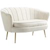 Image de HOMCOM Canapé 2 Places Coquillage canapé Design dim. 130L x 77l x 77H cm Pieds dorés effilés Velours Crème