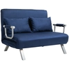 Image de HOMCOM Canapé-lit canapé Convertible 2 Places déhoussable Grand Confort 2 Coussins fournis Pieds accoudoirs métal suède Bleu