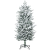 Image de HOMCOM Sapin de Noël artificiel, pin naturel enneigé 267 branches de neige ouverture automatique base en acier 135 cm vert