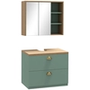 Image de kleankin Ensemble de meubles de salle de bain avec étagères réglables 2 tiroirs design scandinave vert
