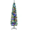 Image de HOMCOM Sapin de Noël artificiel lumineux en forme de crayon 180 cm 150 lumières multicolores 390 branches base en acier vert