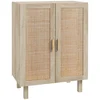 Image de HOMCOM Buffet haut meuble de rangement design bohème double portes avec 3 étagères en cannage - 73 x 41 x 102 cm