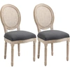 Image de HOMCOM Lot de 2 chaises de Salle à Manger - Chaise de Salon médaillon Style Louis XVI - Bois Massif sculpté, patiné