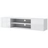 Image de HOMCOM Meuble banc TV mural suspendu style contemporain 2 placards 2 niches centrales et 2 passe-câbles 140 x 30 x 30 cm blanc
