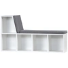Image de HOMCOM Bibliothèque banc 2 en 1 avec 5 compartiments de rangement et 2 coussins 108 x 30 x 60 cm blanc gris
