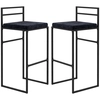 Image de HOMCOM Lot de 2 chaises de bar tabourets hauts coussin d'assise velours repose-pieds hauteur 74 cm noir