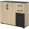Image de HOMCOM Meuble buffet de rangement cuisine 2 placards étagère réglable 2 tiroirs 90 x 30 x 75,5 cm naturel noir