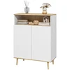 Image de HOMCOM Meuble de rangement buffet sur pied scandinave placard 2 portes avec étagère intérieure blanc et aspect bois