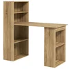 Image de HOMCOM Bureau Informatique avec étagère de rangement Bureau d'angle bibliothèque adjacente Multi-rangements Chêne