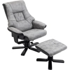 Image de HOMCOM Fauteuil relax inclinable 135° pivotant 360° avec repose-pieds revêtement microfibre gris