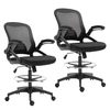 Image de Vinsetto Lot de 2 fauteuils de bureau chaise de bureau assise haute réglable dim. 64L x 60l x 106-126H cm maille respirante noir