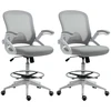 Image de Vinsetto Lot de 2 fauteuils de bureau chaise de bureau assise haute réglable dim. 64L x 60l x 106-126H cm pivotant 360° maille