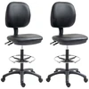 Image de Vinsetto Lot de 2 tabourets à roulettes réglable en hauteur 69-91 cm avec dossier inclinable et repose-pieds réglable