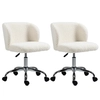 Image de HOMCOM Lot de 2 chaises de bureau sans accoudoir en toison d'agneau hauteur réglable pivotant à 360 ° charge max. 120 Kg blanc
