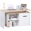 Image de HOMCOM Bureau informatique multimédia modulable multi-rangements double niche + tiroir et placard en bois
