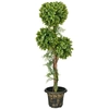 Image de HOMCOM Plante artificielle arbre artificiel 3 boules de buis avec pot ciment, intérieur et extérieur, hauteur 115 cm