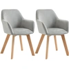 Image de HOMCOM Lot de 2 chaises de salle à manger Fauteuil Assise rembourrée en tissu effet velours Pieds en bois, gris
