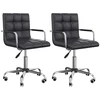Image de HOMCOM Lot de 2 chaises de bureau fauteuil manager pivotant hauteur réglable revêtement synthétique capitonné noir