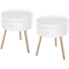 Image de HOMCOM Lot de 2 tables basses - table de chevet - table de nuit ronde - design scandinave table d'appoint bout de canapé