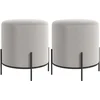 Image de HOMCOM Lot de 2 poufs ottoman tabouret pouf repose-pied en velours pieds en acier pour salon chambre Ø 35 x 38 cm gris clair