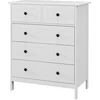 Image de HOMCOM Commode meuble de rangement 5 tiroirs pour chambre, bureau, entrée, blanc et poignée métal noir