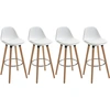 Image de HOMCOM Lot de 4 tabourets de bar chaises de bar style scandinave hauteur 70 cm avec pieds en bois et repose-pieds en acier - blanc