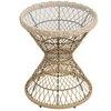 Image de Outsunny Table basse d'extérieur table de jardin style tambour plateau en verre trempé résine tressée imitation rotin marron