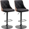 Image de HOMCOM Lot de 2 tabourets de bar noir Chaise haute bar réglable en hauteur rotatif sur 360° avec repose-pieds tissu capitonné Aosom France